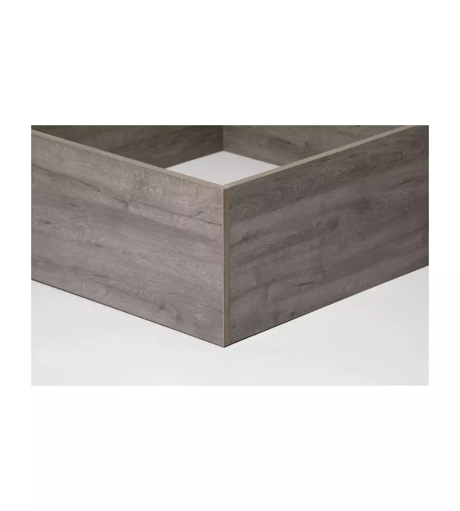 Letto 1 piazza e mezza "hi box" rovere grigio con rete e contenitore, 120x190 cm